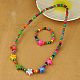 Wood Jewelry Sets for Kids: Bracelets and Necklaces SJEW-JS00310-3