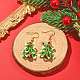 Boucles d'oreilles pendantes en forme d'arbre de Noël en graines et perles d'imitation EJEW-MZ00094-2