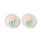 Плоские круглые кабошоны из матовой смолы с цветочным узором RESI-G041-B05-2