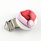 Christmas Hat Pattern Printed Wooden Baby Pacifier Holder Clip with Iron Clasp WOOD-R251-02C-1