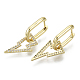 Brass Micro Pave Cubic Zirconia Dangle Huggie Hoop Earrings KK-R137-019B-NF-3