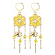 Glass Flower & Alloy Enamel Bee Chandelier Earrings EJEW-MZ00088-3