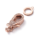 Brass Micro Pave Cubic Zirconia Lobster Claw Clasps ZIRC-G160-26RG-2