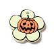 ハロウィンプリントアクリルパーツ  かぼちゃ模様のチャーム  花  20x21x2.5mm  穴：2mm MACR-O046-07A-2