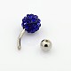 316L Stainless Steel Polymer Clay Rhinestone Belly Rings AJEW-P005-01-3
