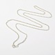アイアン製ネックレス作り用ツイストチェーン  真鍮スプリングリングの留め金と  銀色のメッキ  24インチ X-NJEW-JN00687-1