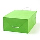 純色クラフト紙袋  ギフトバッグ  ショッピングバッグ  紙ひもハンドル付き  長方形  芝生の緑  21x15x8cm AJEW-G020-B-05-3
