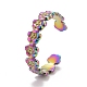Chapado en iones de color del arco iris (ip) 304 anillo de puño abierto con envoltura de flores de acero inoxidable para mujer RJEW-A005-17-2