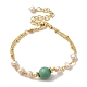 Bracelets à maillons ronds turquoise synthétique avec perle naturelle BJEW-C051-14G-1