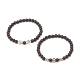 Ebony Wood Beaded Stretch Bracelet Sets BJEW-JB07740-4
