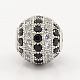 Black & Clear CZ Jewelry Findings Brass Micro Pave Cubic Zirconia Round Beads ZIRC-M015-17P-NR-2