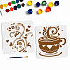 Mayjoydiy 2 個コーヒーカップステンシル芸術的なコーヒー描画テンプレート 10.4 × 22 インチ/26.3 × 56 センチメートルスプライシングサイズコーヒーアートステンシル 11.8 × 11.8 インチステンシルペイントブラシ付き再利用可能なコーヒーショップ家の装飾 DIY-MA0001-24C-1