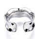 Clear Cubic Zirconia Wave Open Cuff Ring with Enamel RJEW-N039-03P-3