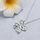 Silver Plated Brass Cubic Zirconia Clover Pendant Necklaces NJEW-BB05135-C-4
