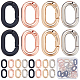 SUNNYCLUE 1 Box 24Pcs Spring O Rings Purse Ring Clips Rounded Rectangle Oval Rose Gold Black Purse Buckle Hardware Carabiner Clips Keyring Snap Hooks Trigger Spring O Rings for Jewelry Making Kits FIND-SC0007-20-1