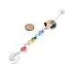 Natural & Synthetic Mixed Gemstone Tree with Glass Window Hanging Suncatchers HJEW-JM00853-04-3