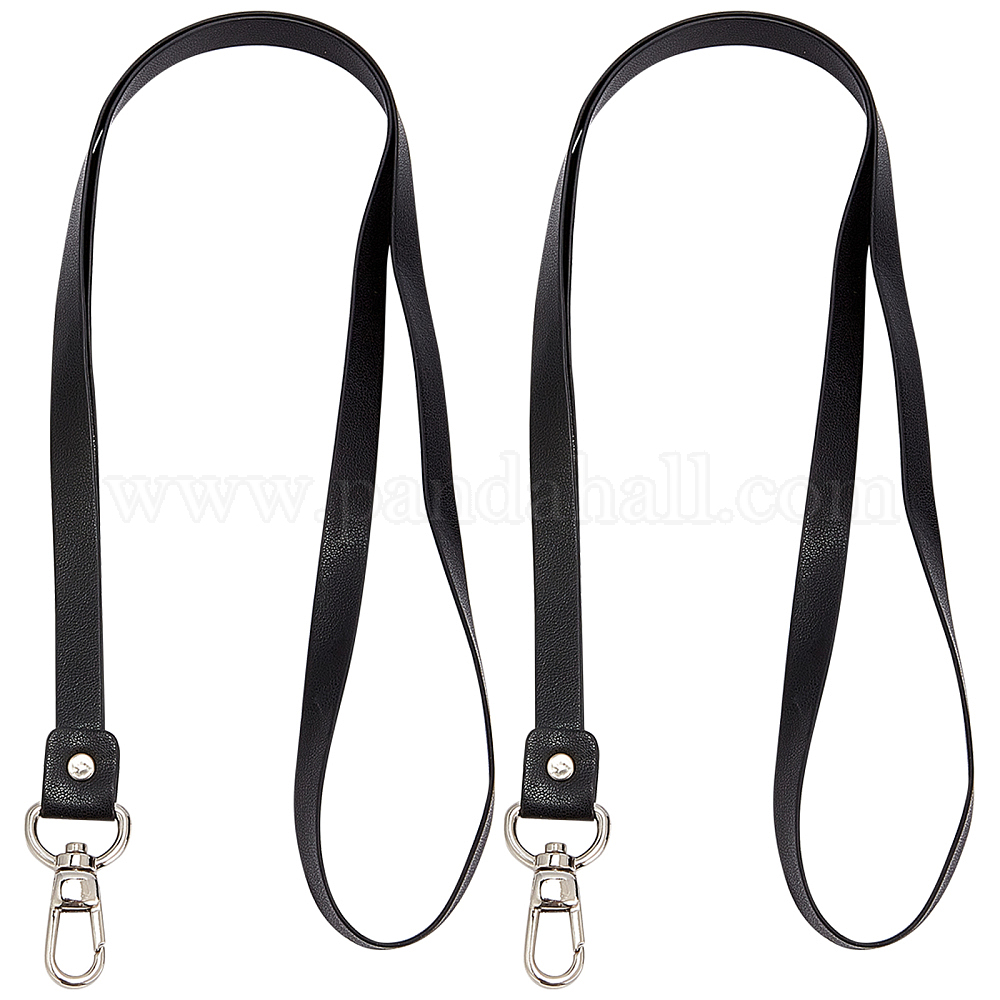 Shop 2Pcs Leather Neck Lanyard Key Chain Holder Strap Badges