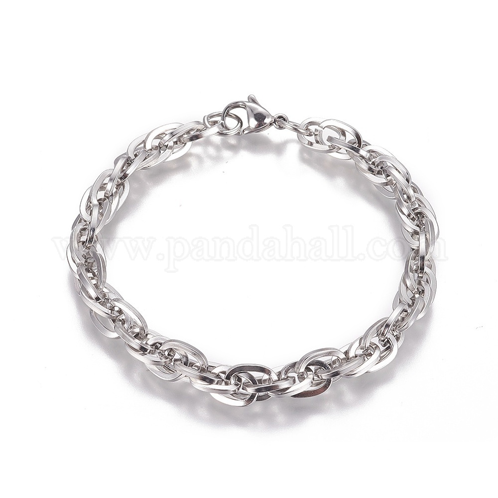 Wholesale Tarnish Resistant 304 Stainless Steel Rope Chain Bracelets