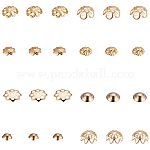 PandaHall 80pcs 8 Different Shape 304 Stainless Steel Flower Bead Caps For Jewelry Making, Golden, Hole: 0.5-1.2mm