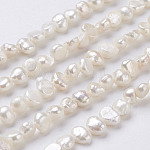 Brins de perles de culture d'eau douce naturelles, pépites, couleur de coquillage, 6~9x5~6x3~4mm, Trou: 0.5mm, Environ 62~63 pcs/chapelet, 13.4 pouce