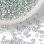 Glass Seed Beads, Trans. Colours Lustered, Round, Clear, 2mm, Hole: 1mm, 30000pcs/pound