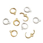 Accessoires de boucle d'oreilles en laiton, anneau, sans nickel, or et argent, 14.5~15x11.5~12.5mm, Trou: 2mm, pin: 1~2 mm, 2 pcs / couleur, 12 pièces / kit