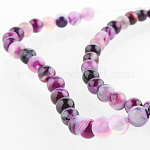 Ágata piedra preciosa natural hebras de perlas reronda, teñido, Violeta Azul, 4mm, agujero: 1 mm, aproximamente 92 pcs / cadena, 14.96 pulgada