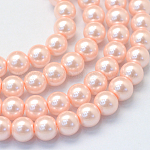 Backen gemalt pearlized Glasperlen runden Perle Stränge, peachpuff, 4~5 mm, Bohrung: 1 mm, ca. 210 Stk. / Strang, 31.4 Zoll