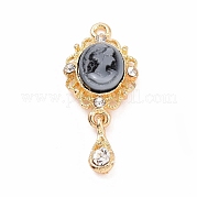 Овальные подвески из сплава с камеей из смолы ENAM-M055-38G-02