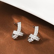 Серьги-гвоздики с латунным узлом и микропаве из прозрачных кубических цирконий EJEW-F895-16P
