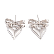 Серьги-гвоздики из латуни с бантом и стойкой EJEW-S219-06P
