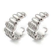 Овальные серьги-каффы из латуни с микропаве и цирконием EJEW-E299-02P