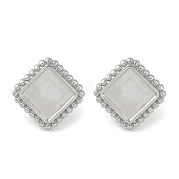 Квадратные серьги-гвоздики из нержавеющей стали 304 EJEW-D281-07S