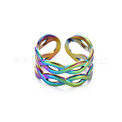 Rainbow Color 304 Stainless Steel Infinity Cuff Ring RJEW-N038-040M
