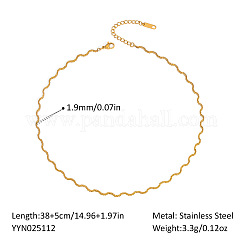 Collares de cadena de serpiente ondulada de acero inoxidable para mujer, real 18k chapado en oro, 14.96 pulgada (38 cm)