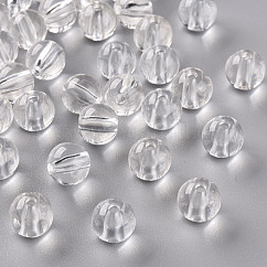 Abalorios de acrílico transparentes, redondo, Claro, 10x9mm, agujero: 2 mm, aproximamente 940 unidades / 500 g