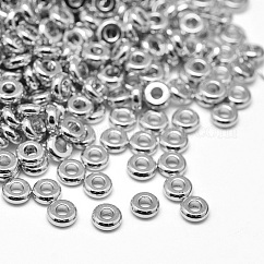 Latón redondo plana entrepieza de abalorios, Platino, 4x1.5mm, agujero: 1.5 mm