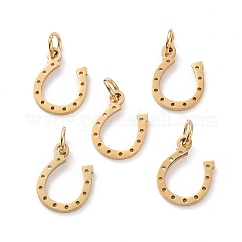 Dijes de acero inoxidable 304 con revestimiento iónico (IP), herradura, dorado, 13x10x1mm, agujero: 3 mm