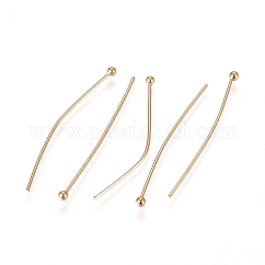 Pasadores de cabeza esférica de acero inoxidable 304, real 24k chapado en oro, 30x0.6mm, 22 diámetro, cabeza: 1.8 mm