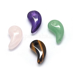 Colgantes naturales de piedra mezclada, magatama, 23x12~13x7~8mm, agujero: 3 mm