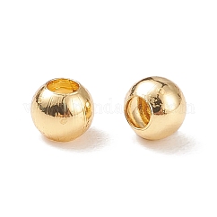 Cuentas espaciadoras de latón chapado en estante, sin plomo y cadmio, Plateado de larga duración, redondo, real 18k chapado en oro, 3x2.7mm, agujero: 1.5 mm
