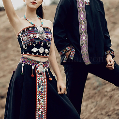 Вышивка полиэфирными лентами в этническом стиле&nbsp;OCOR-WH0070-04B