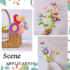 12шт 4 цвета крючком хлопковые цветочные украшения с железной проволокой&nbsp;AJEW-FG0002-93