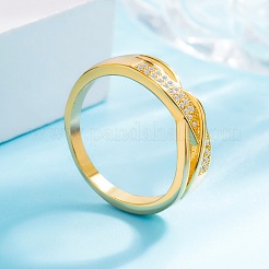 Anillos de dedo de circonita cúbica con micro pavé de latón para mujer&nbsp;FS-WG5E550-03