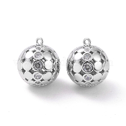 Круглые латунные подвески из прозрачного кубического циркония с микропаве&nbsp;KK-G436-06P