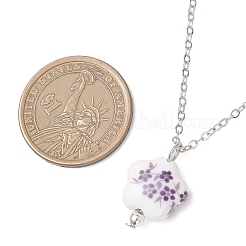 Женские ожерелья с подвеской в виде цветка из фарфора ручной работы с принтом&nbsp;NJEW-JN05746