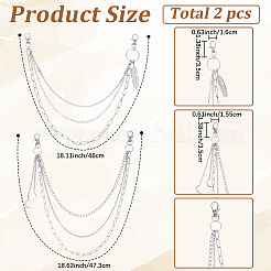 2 шт. 2 стиля сплава 3 слоя цепи ремень с кисточками для брюк&nbsp;AJEW-GF0011-95