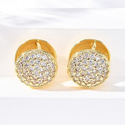 Круглые серьги-кольца из латуни с микропаве из прозрачных кубических цирконий EJEW-K305-04G