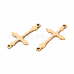 201 ステンレススチールリンクコネクター  レーザー切断  クロス  ゴールドカラー  25.5x13x1mm  穴：1.4mm&nbsp;X-STAS-S110-086G