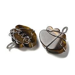 Подвески из медной проволоки с натуральным тигровым глазом&nbsp;G-K338-06P-04